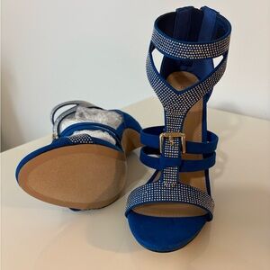 NEW Shoe Dazzle Blue and Silver Strappy Heels